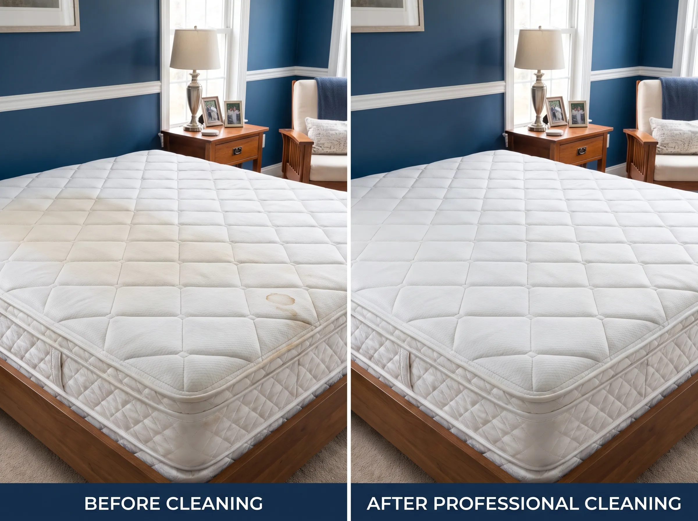 Real upholstery cleaning result, before and after