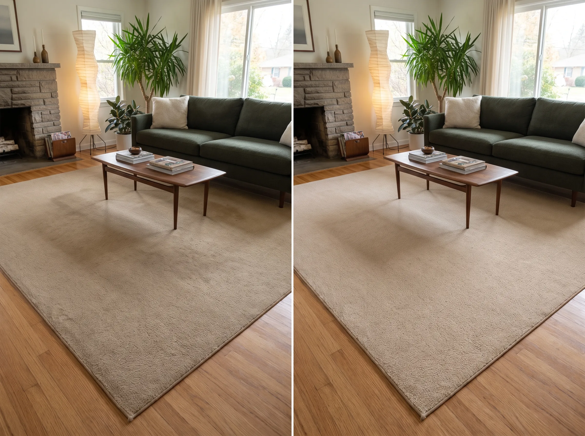 Real upholstery cleaning result, before and after