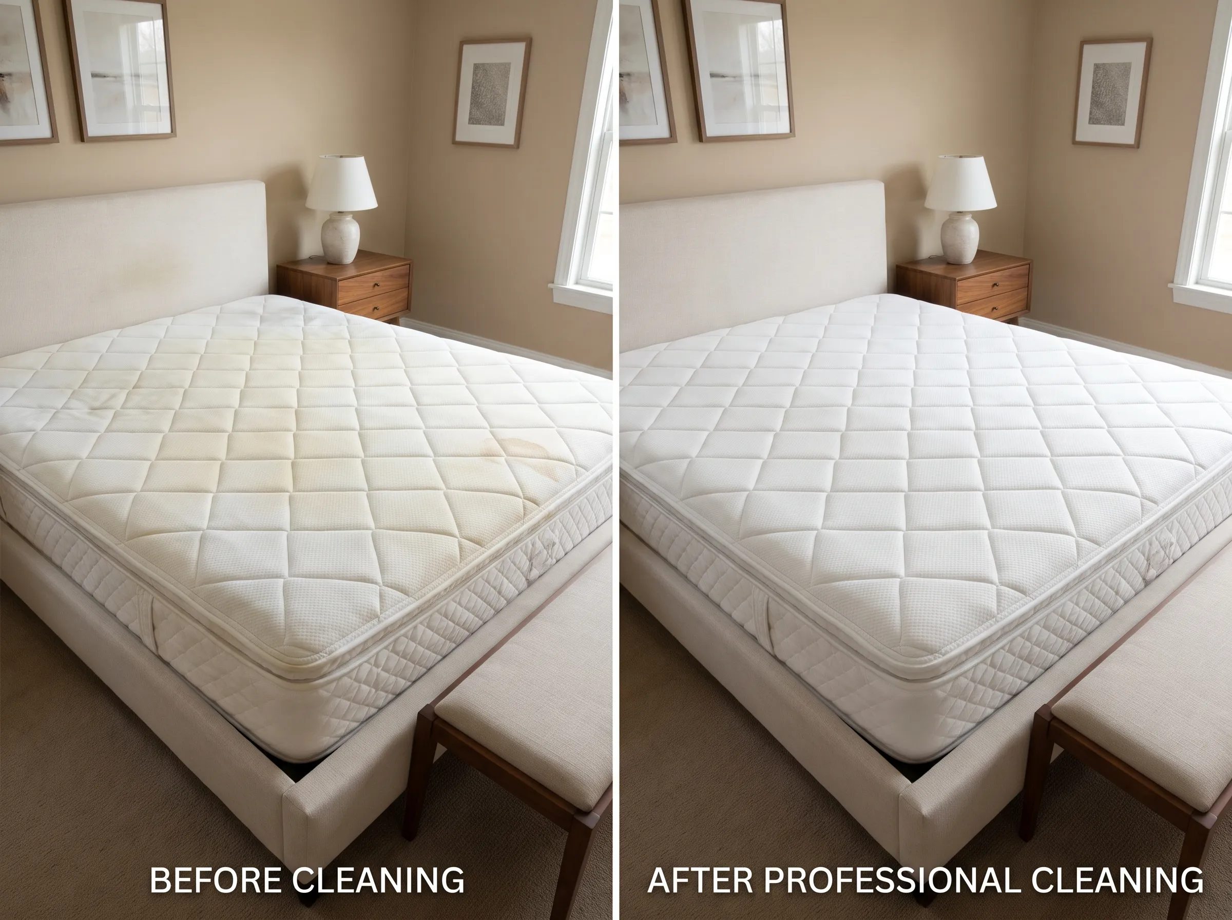 Real upholstery cleaning result, before and after