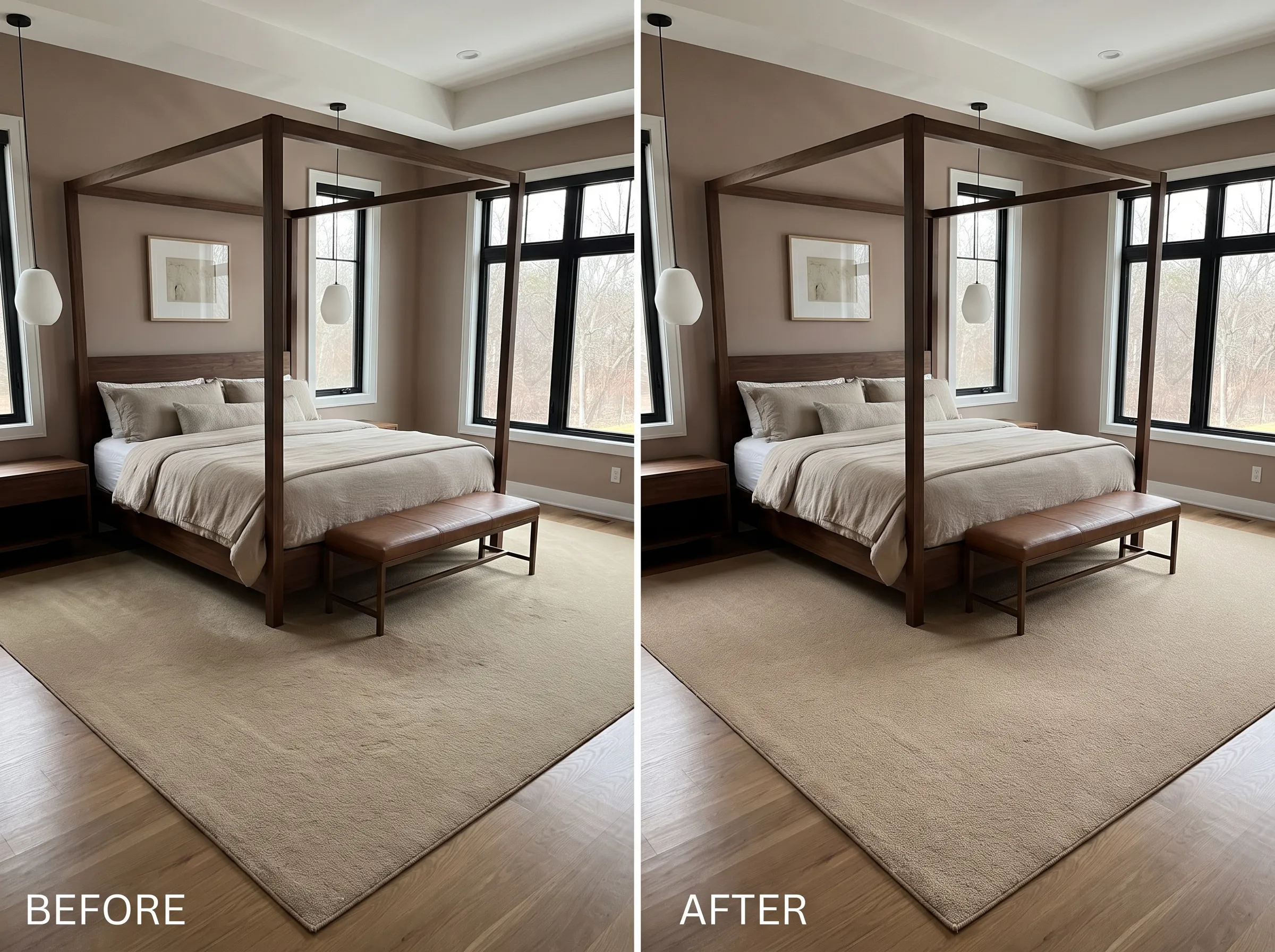 Real upholstery cleaning result, before and after